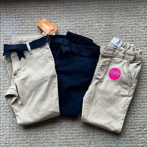 3 Pairs of Gymboree and Children’s Place Girls Uniform Pants in Navy and Khaki